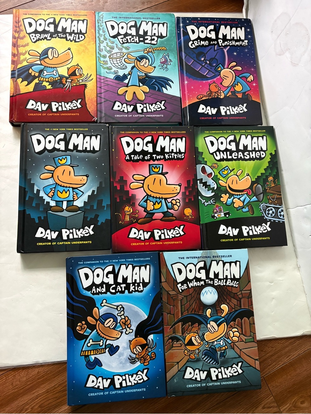 Se Of 8 books Dog Man Books Series by Dav Pilkey HARDCOVER